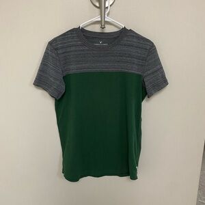 American Eagle Colorblock T-Shirt – Green & Gray | Men’s Small
